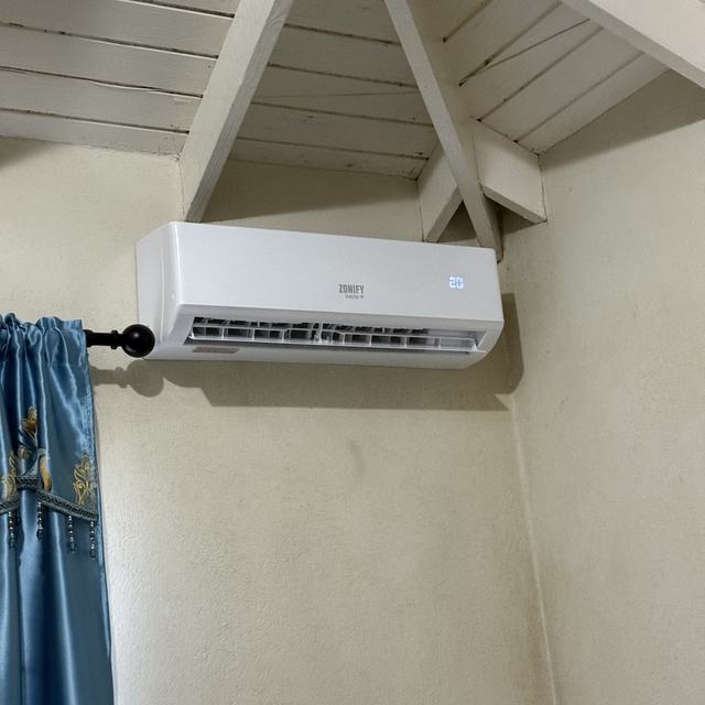 Split AC unit on a vaulted ceiling